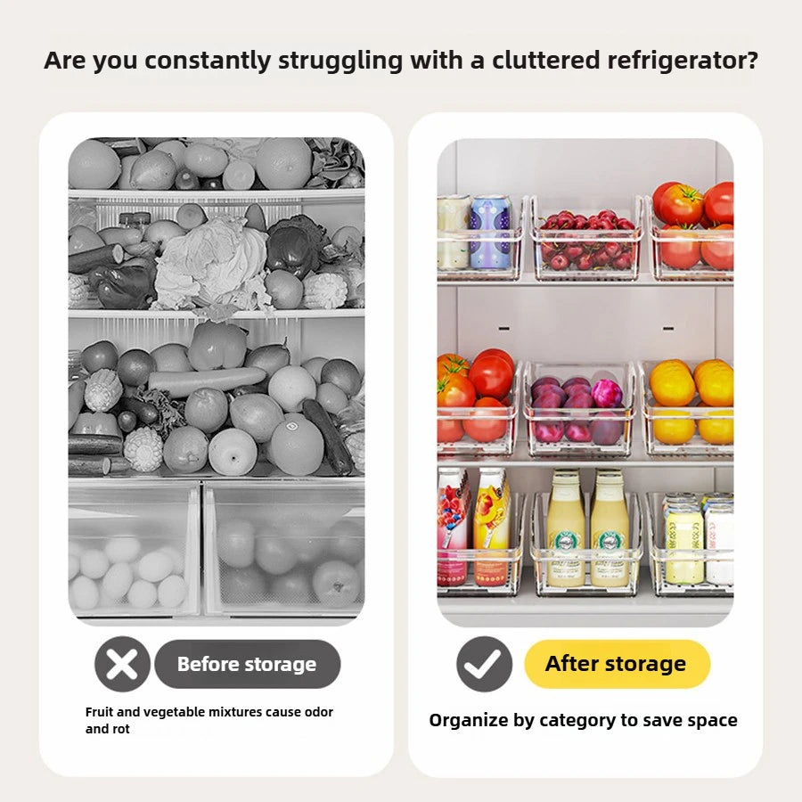 Clear Fridge Organizer Bins for Food & Drinks