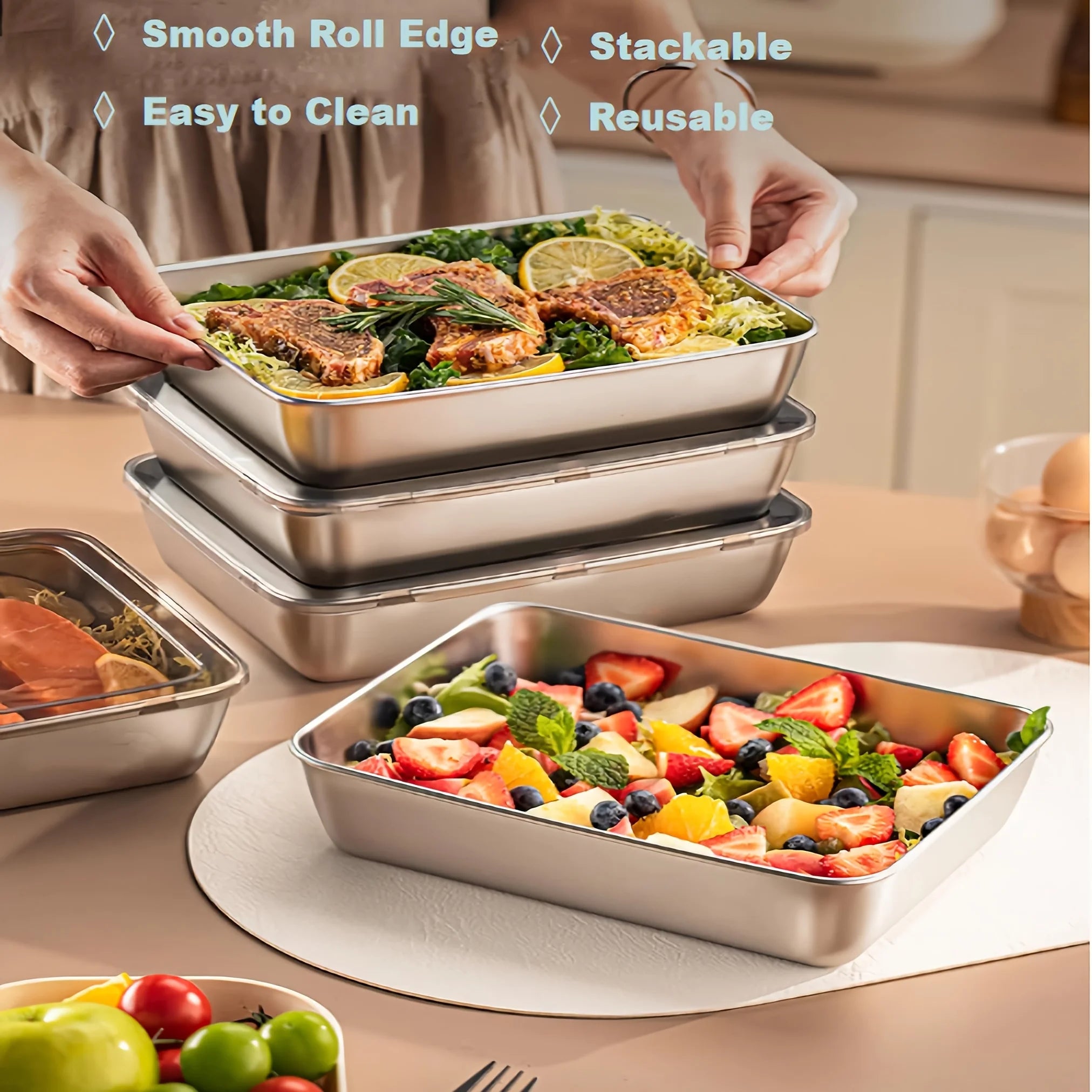 3pcs Stainless Steel Food Containers