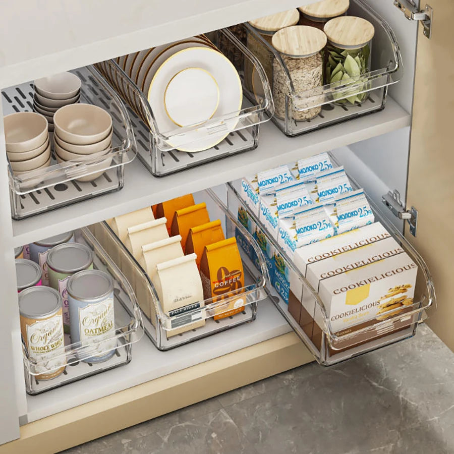 Clear Fridge Organizer Bins for Food & Drinks