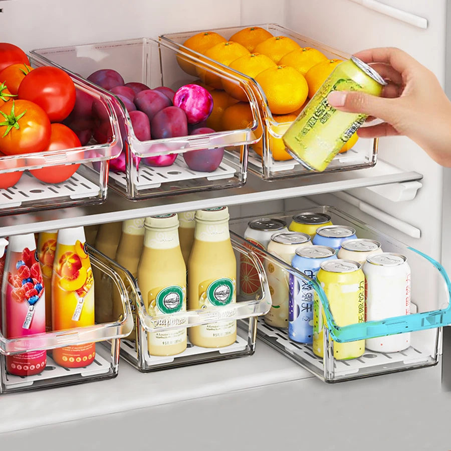 Clear Fridge Organizer Bins for Food & Drinks