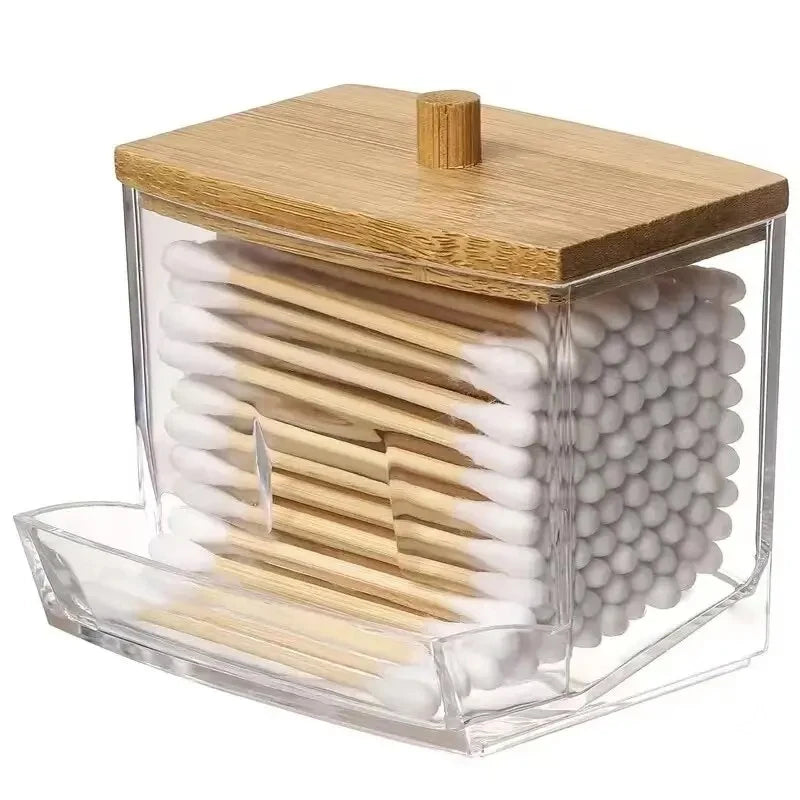 Cotton Swab Storage Box with Bamboo Lid (Qtip)