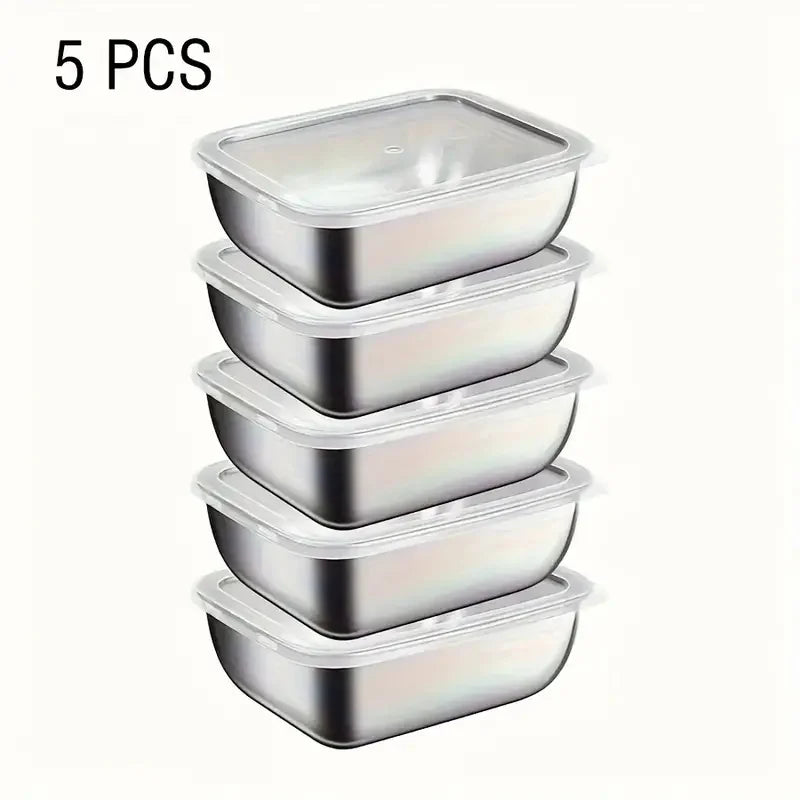5pcs Stainless Steel Stackable Food Storage Containers